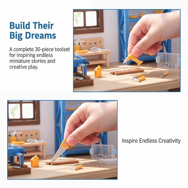 Workshop Tools Toy - Ensemble d'outils miniatures pour maison de