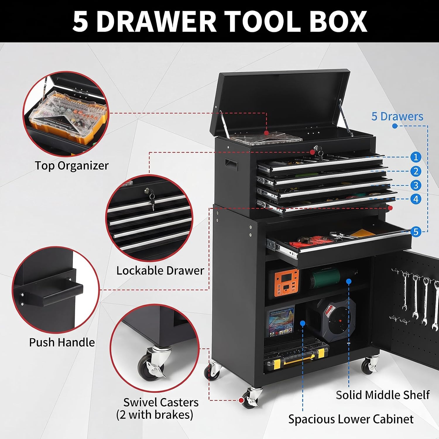 Armoire à outils roulante à 5  - Special Workshop Tools avis et prix